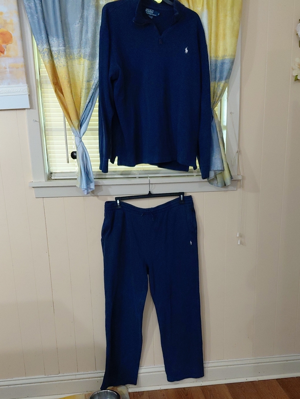 Ralph Lauren Navy Polo by Ralph Lauren Zip-Front Sweatshirt Top And Botton XL